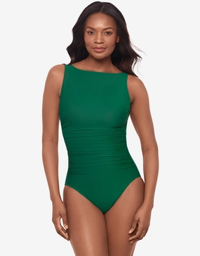 Rock Solid Regatta Swimsuit - Malachite tummy control swimwear women, slimming swimsuits