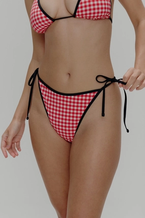 Romeo Cheeky String Bikini Bottom - Cherry Picnic womens swim bottoms, high waist bikini bottoms