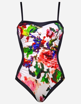 Rose Garden Bandeau Swimsuit - Multi cup sized swimwear women, supportive swimsuits for large bust