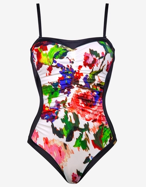 Rose Garden Bandeau Swimsuit - Multi bandeau swimsuits for women, strapless swimwear tops