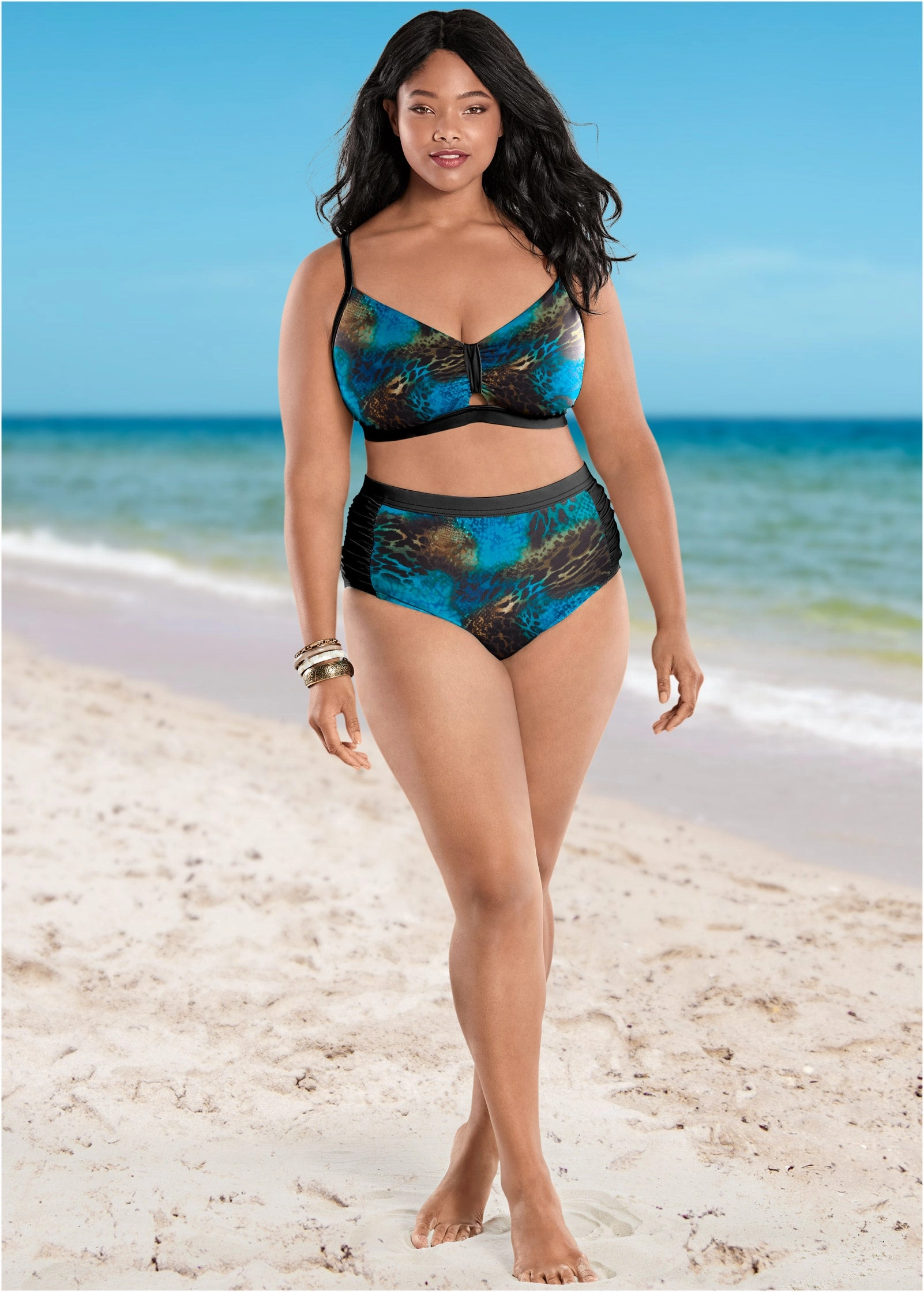 Ruched High-Waist Bottom - Mystique