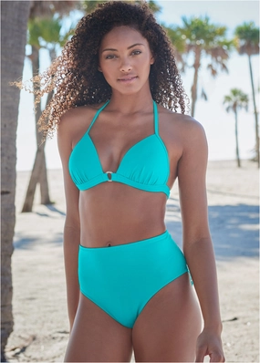 Ruffle Mid-Rise Bottom - Aqua Reef womens sun protection swimwear, trendy swimwear collection