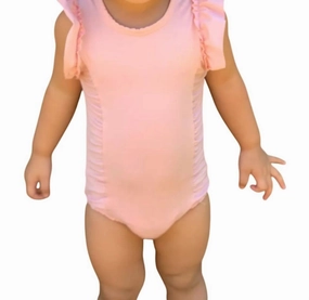 Ruffle Swimsuit Set In Coral stylish teen girl swimsuits, teen girls swimwear sets