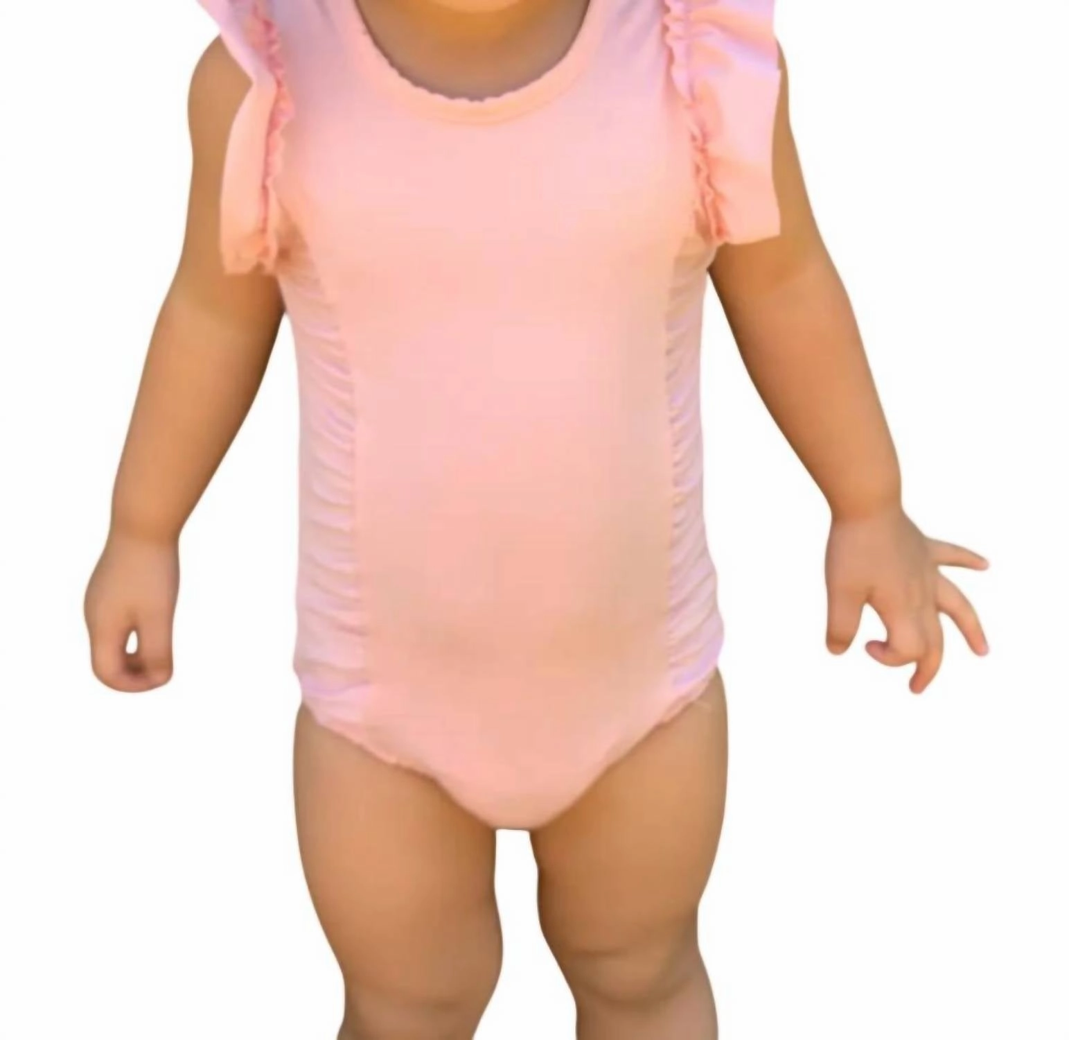 Ruffle Swimsuit Set In Coral stylish teen girl swimsuits, teen girls swimwear sets