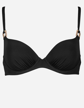 Sailor Luxe Moulded Underwired Bikini Top - Black full coverage swim tops, cute bikini tops