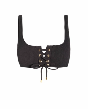 Samara Top In Black Texture strapless swimwear tops, lightweight swim tops