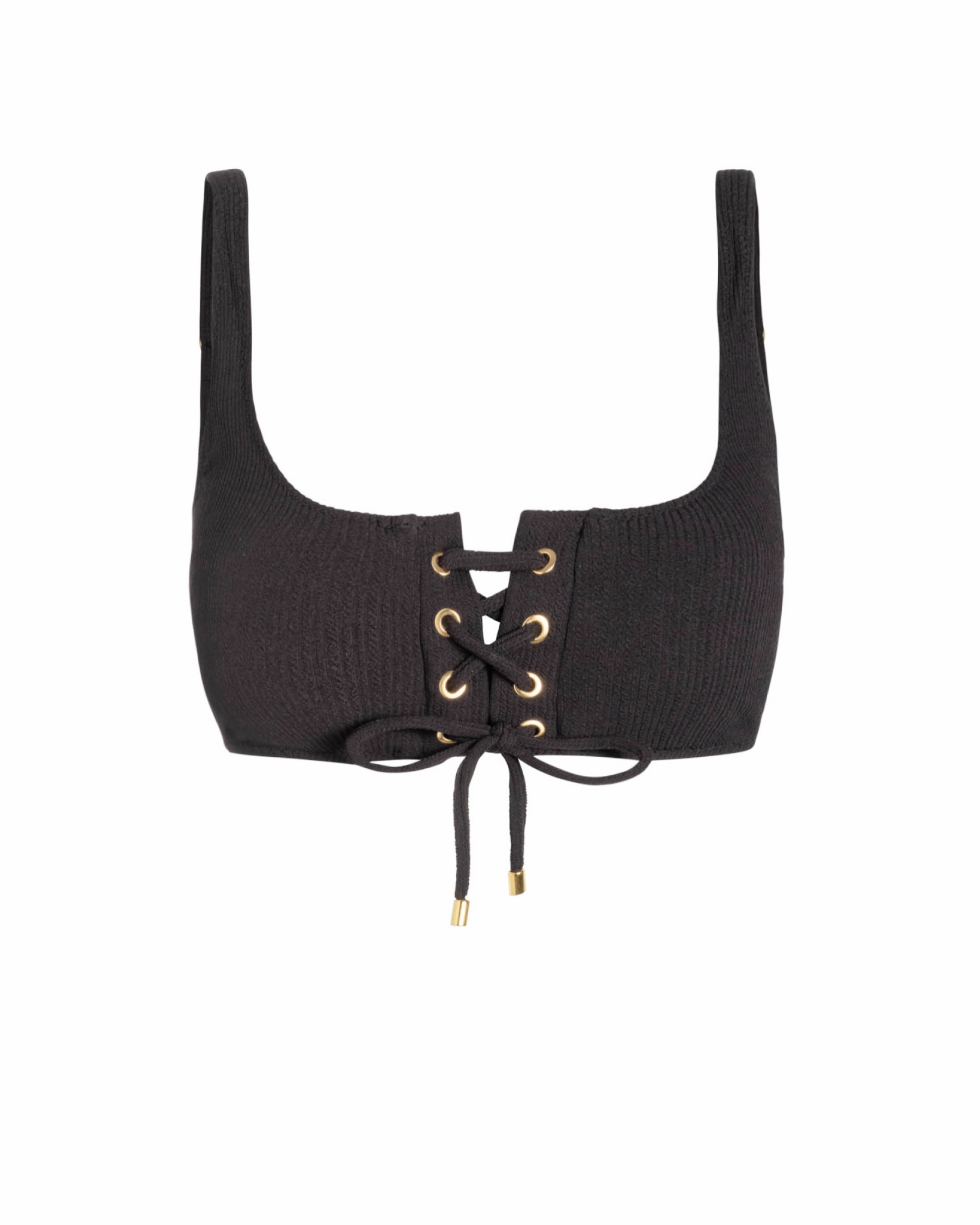 Samara Top In Black Texture strapless swimwear tops, lightweight swim tops