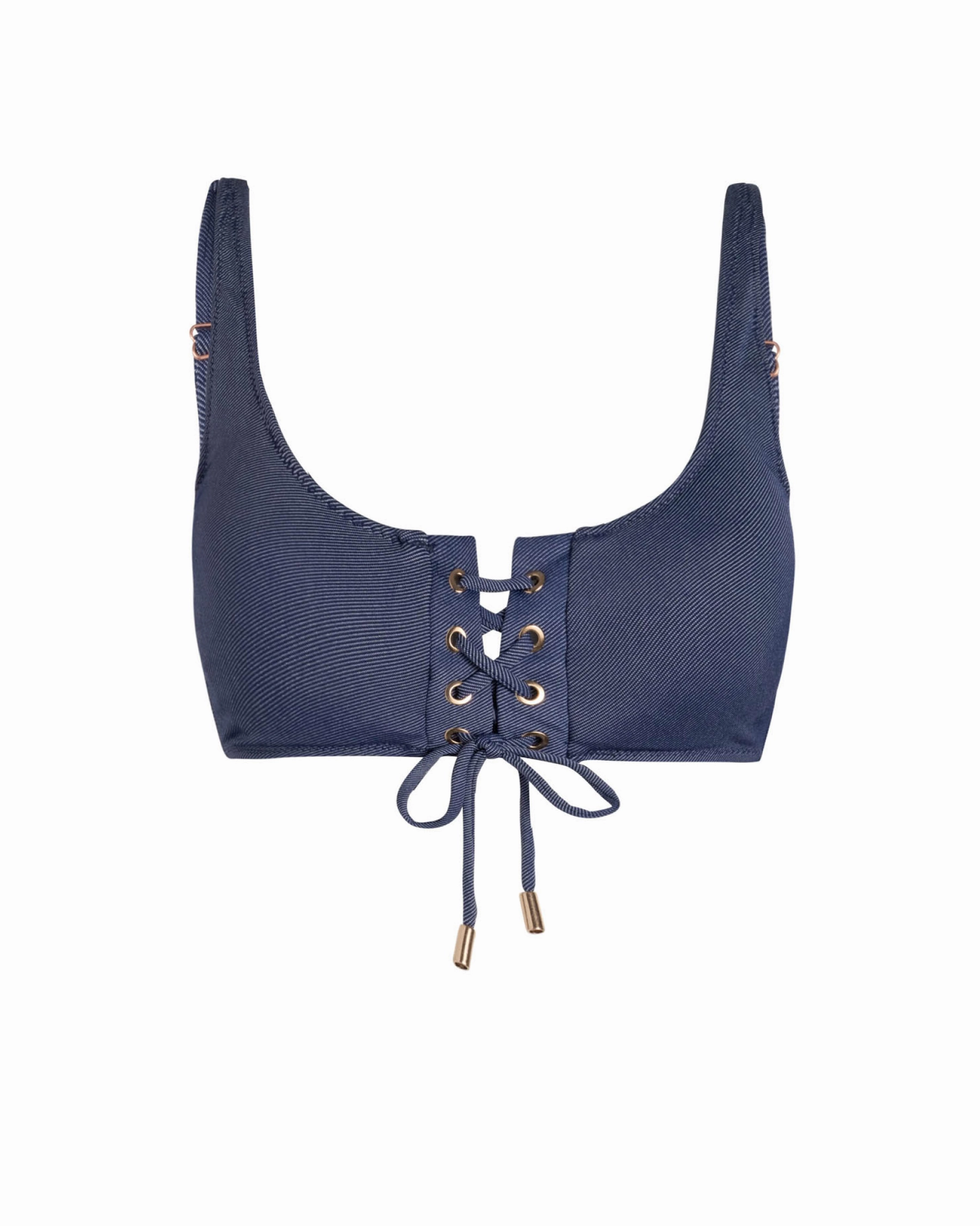 Samara Top In Indigo Twill high waist swimwear women, swimsuit for women beachwear
