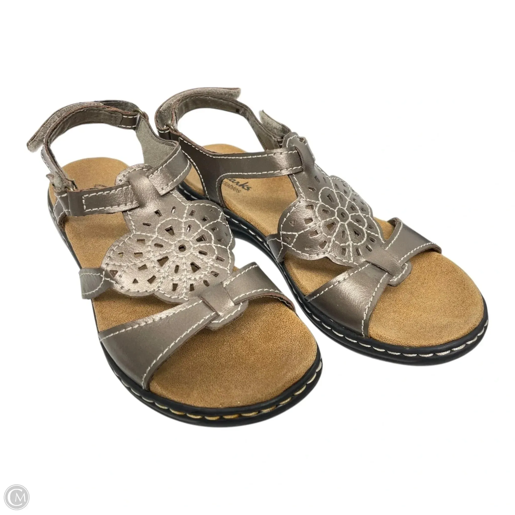 Sandals Flats By Clarks In Black & Brown, Size: 7 clarks