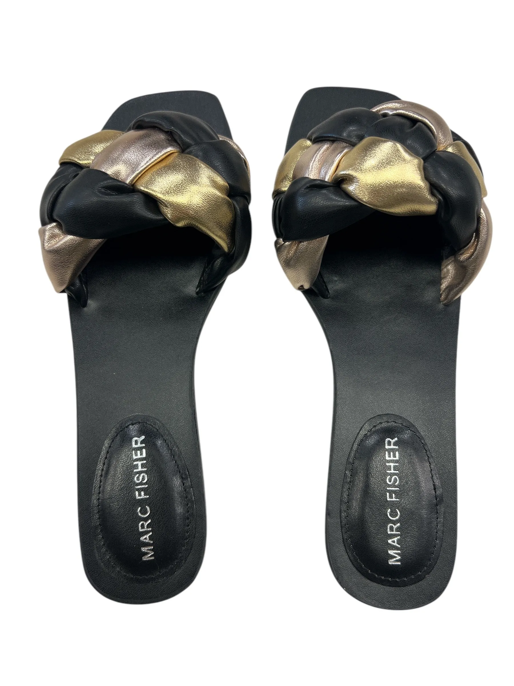 Sandals Flats By Marc Fisher In Black & Gold, Size: 6.5 marc-fisher