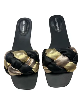 Sandals Flats By Marc Fisher In Black & Gold, Size: 6.5 marc-fisher