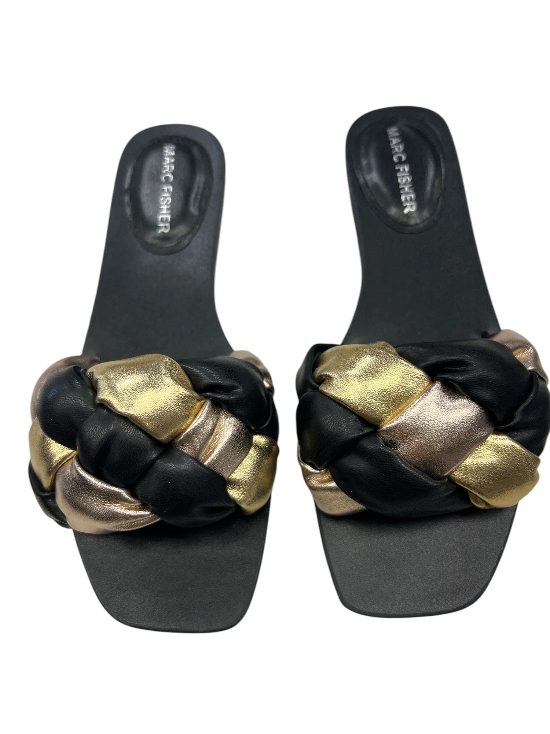 Sandals Flats By Marc Fisher In Black & Gold, Size: 6.5 marc-fisher