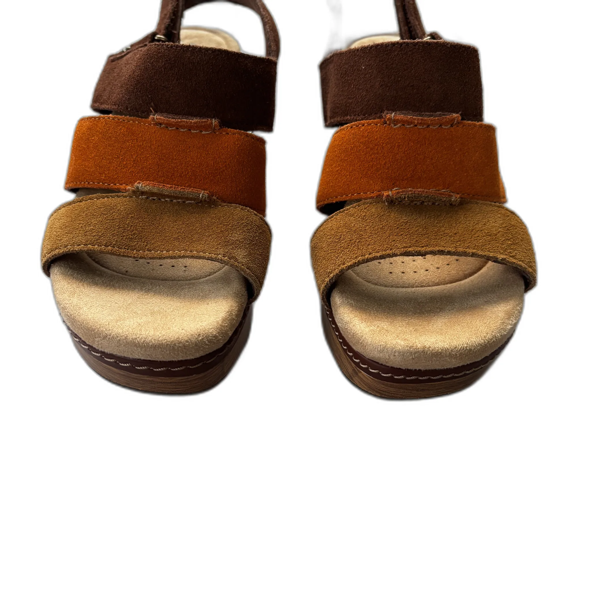 Sandals Heels Block By Clarks In Brown & Orange, Size: 5.5 clarks