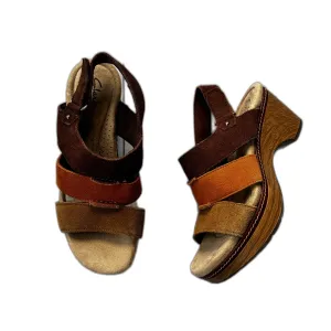 Sandals Heels Block By Clarks In Brown & Orange, Size: 5.5 clarks