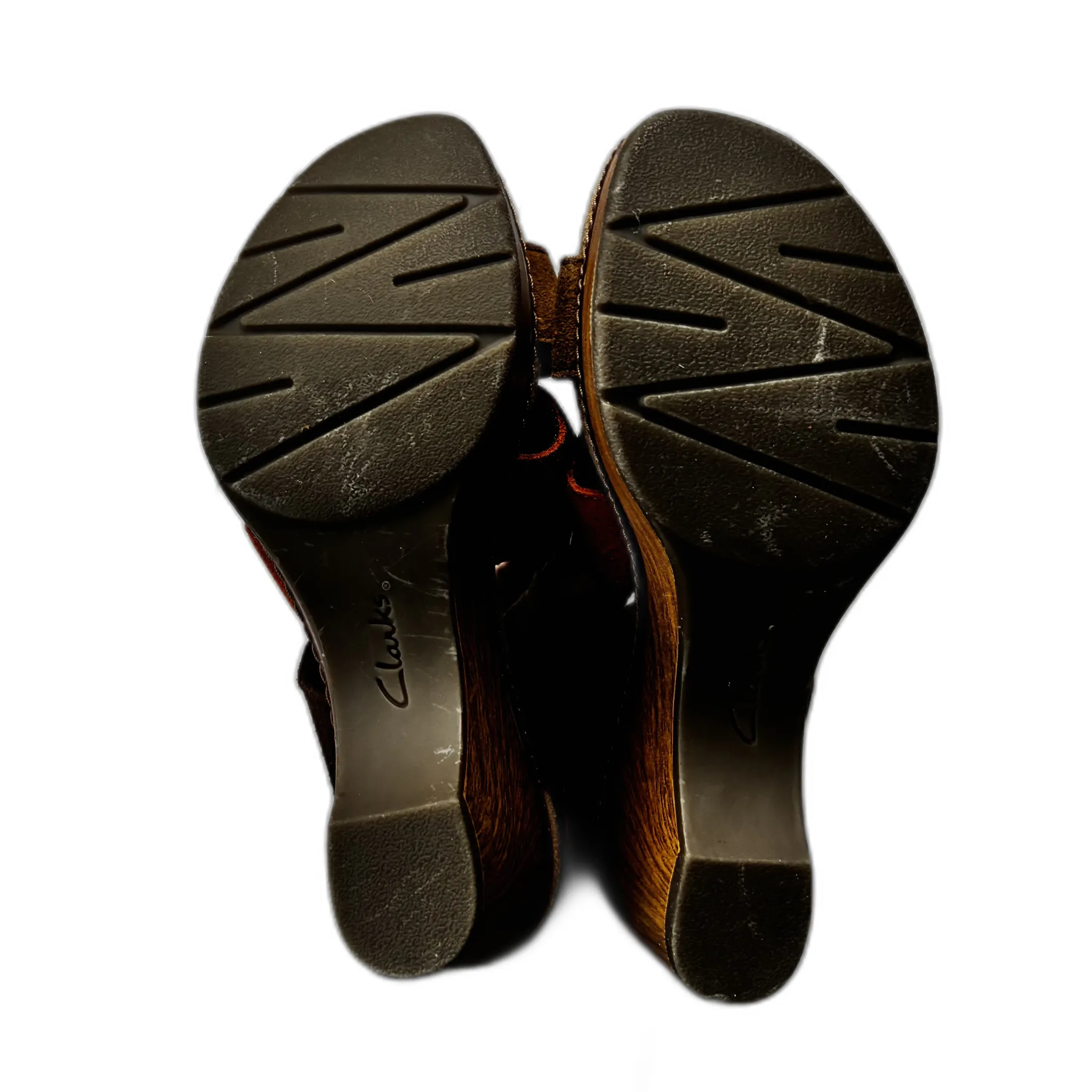 Sandals Heels Block By Clarks In Brown & Orange, Size: 5.5 clarks