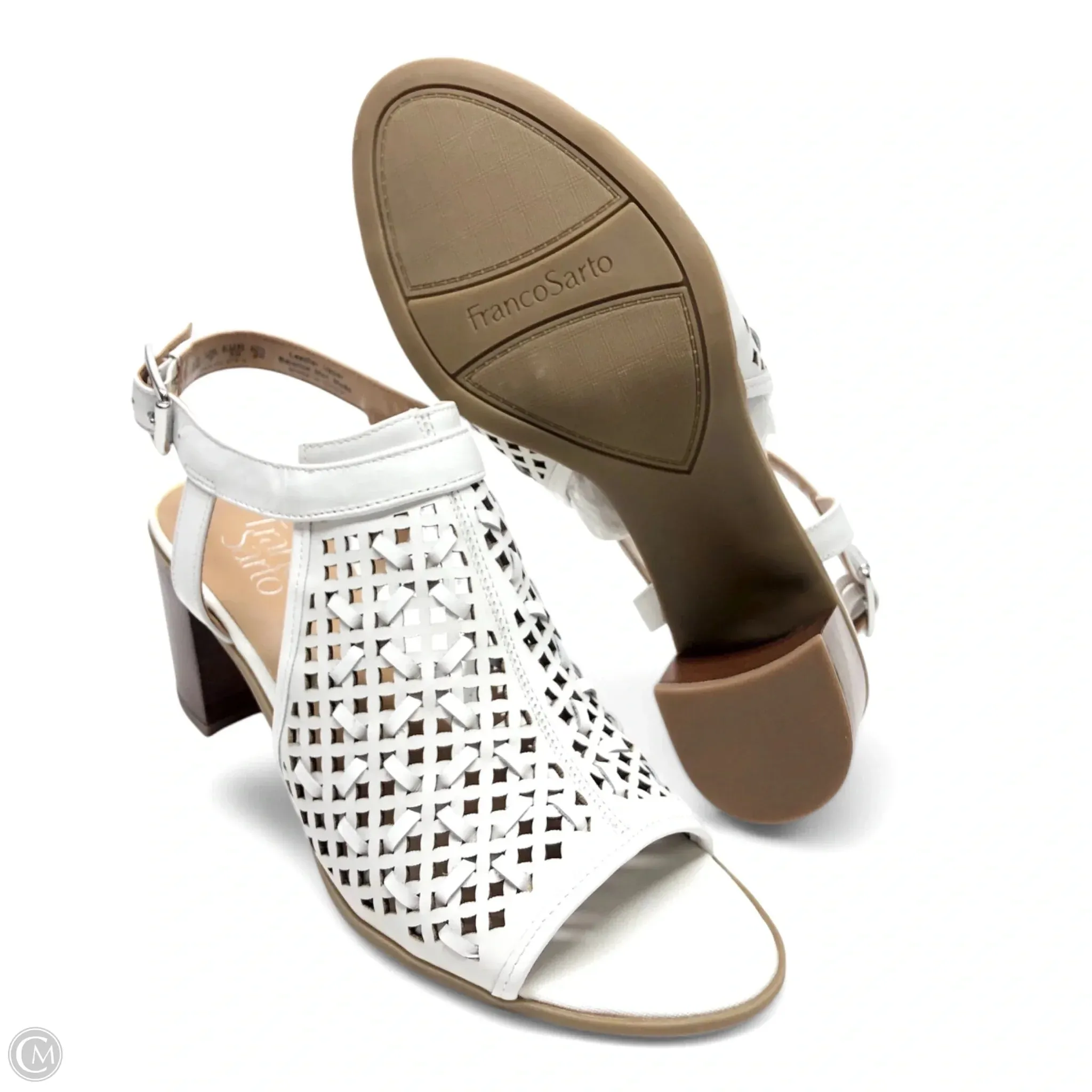 Sandals Heels Block By Franco Sarto In White, Size: 9