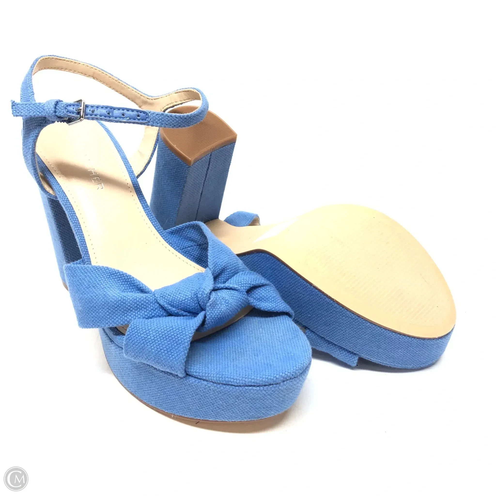Sandals Heels Block By Marc Fisher In Blue, Size: 6 marc-fisher