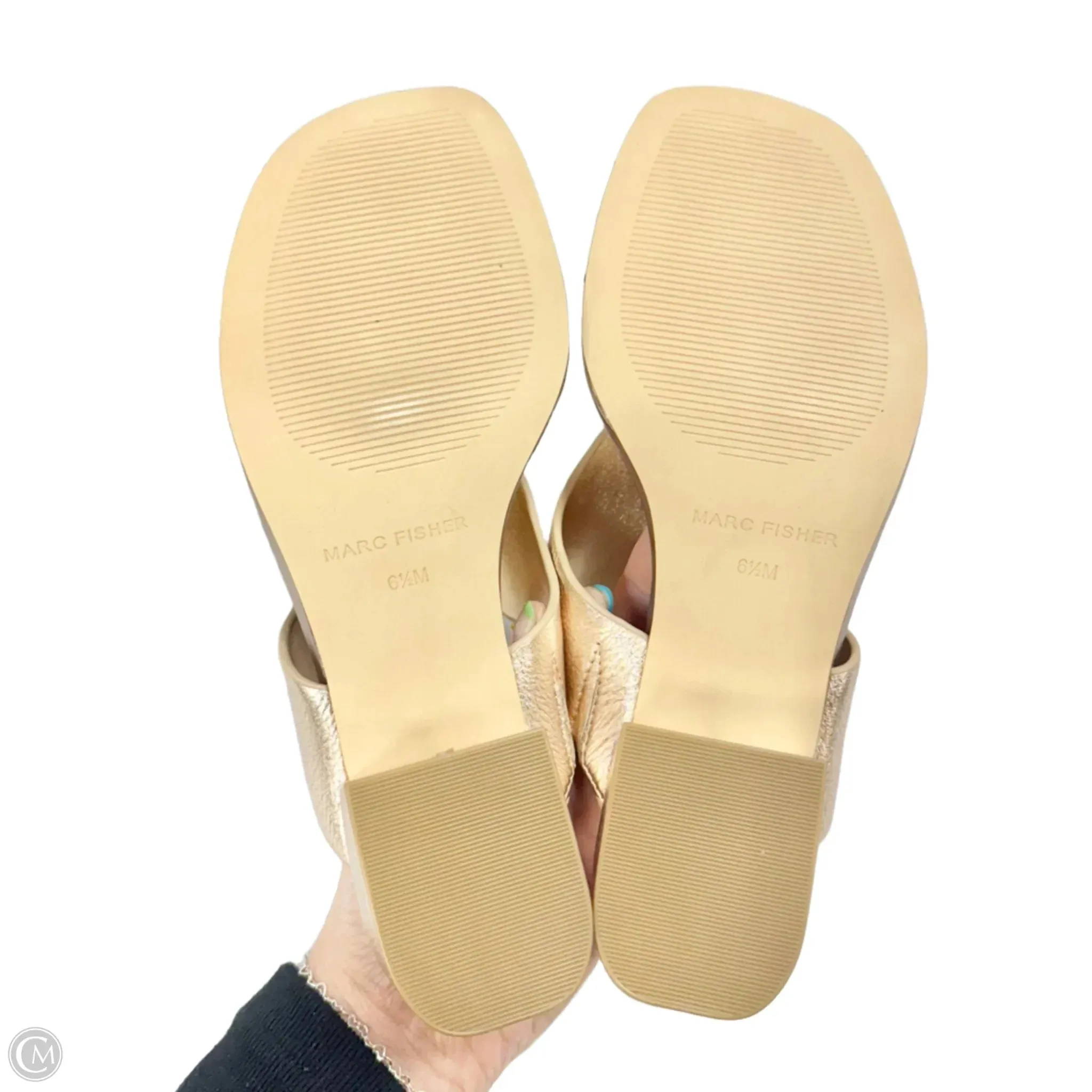 Sandals Heels Block By Marc Fisher In Bronze, Size: 6.5 marc-fisher