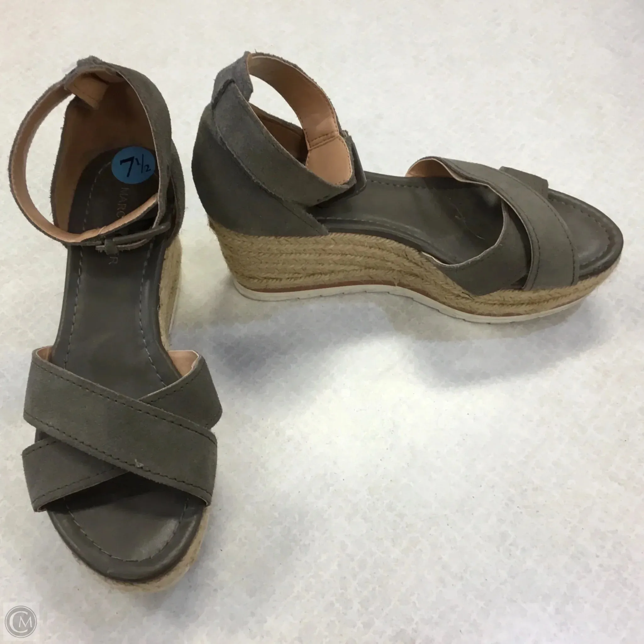 Sandals Heels Block By Marc Fisher In Grey, Size: 7.5 marc-fisher