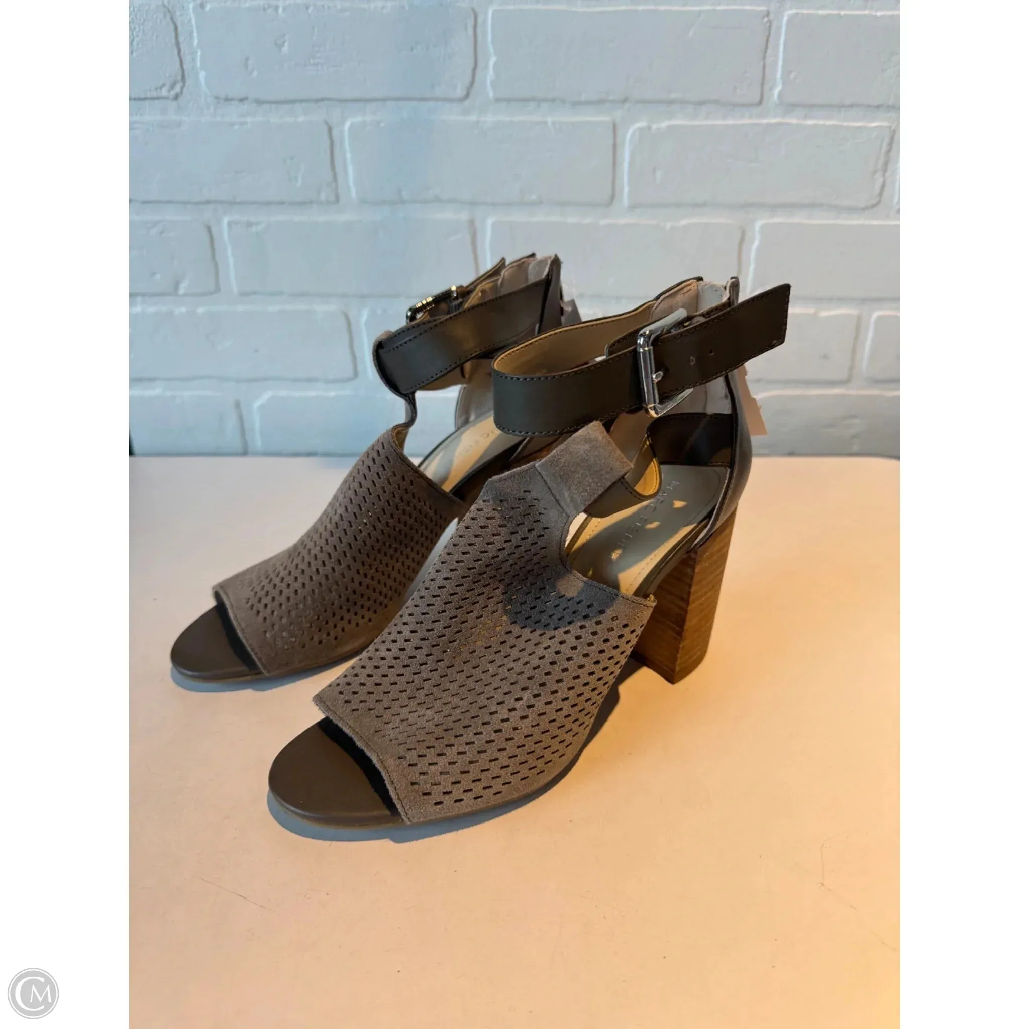 Sandals Heels Block By Marc Fisher In Grey, Size: 7.5