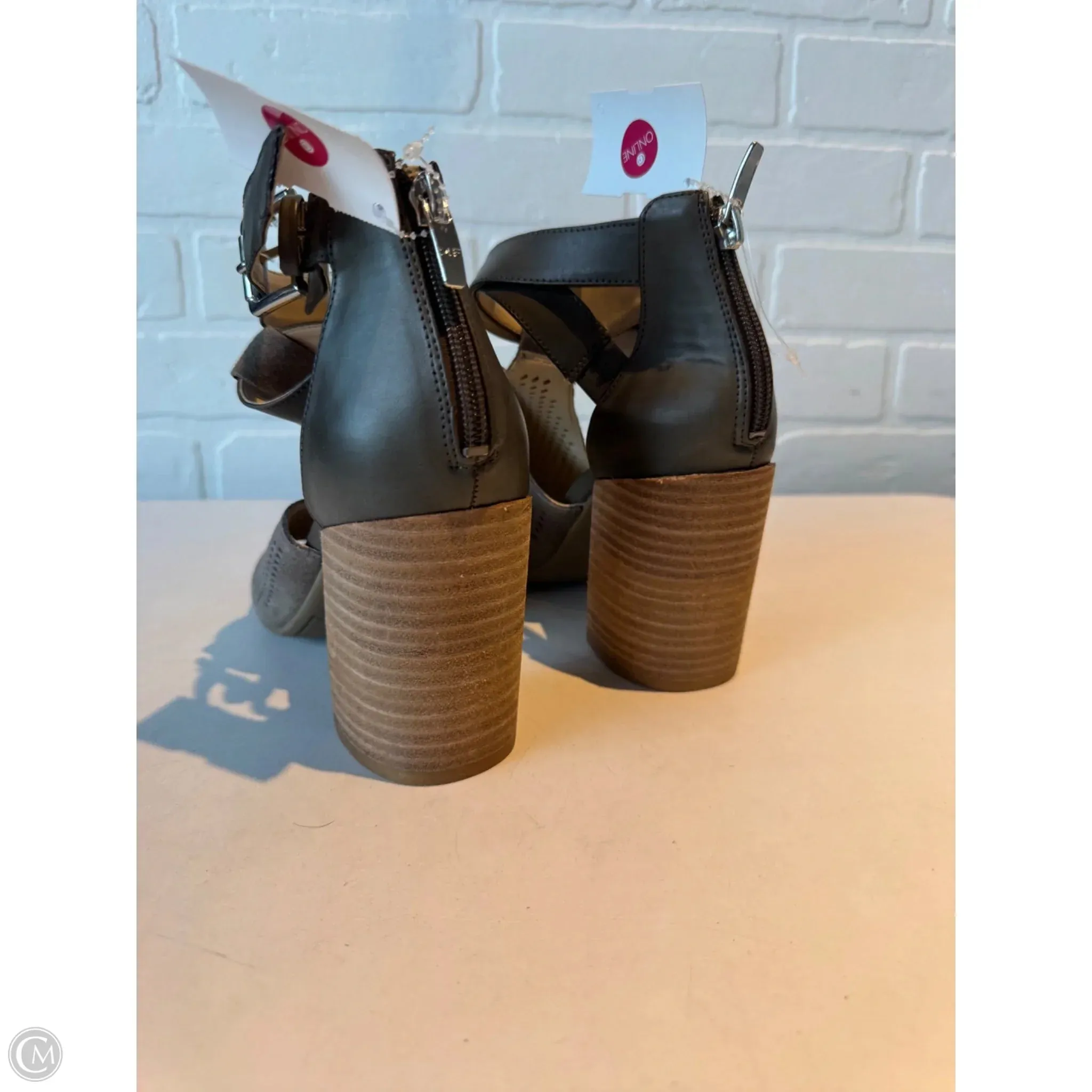 Sandals Heels Block By Marc Fisher In Grey, Size: 7.5