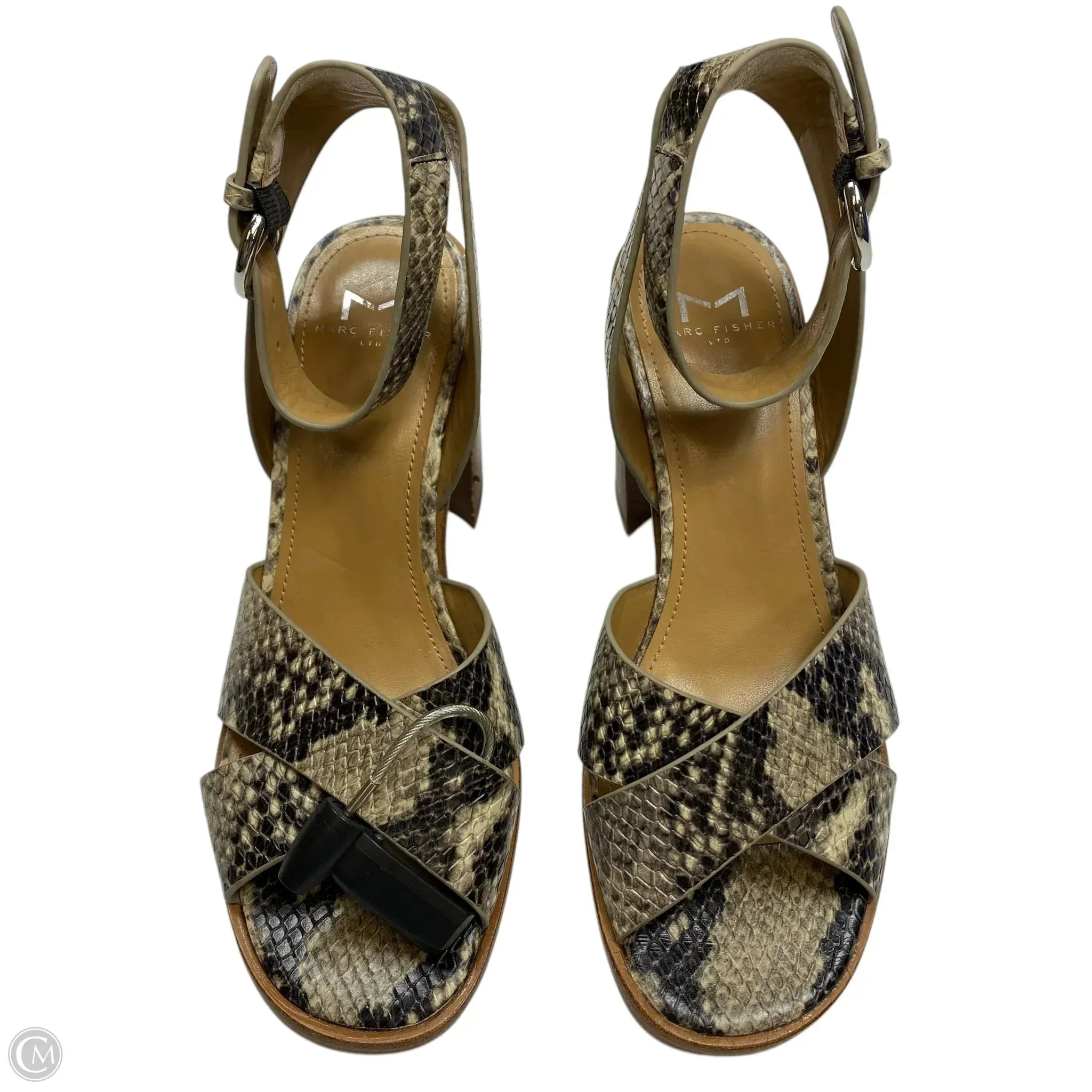 Sandals Heels Block By Marc Fisher In Snakeskin Print, Size: 5.5 marc-fisher