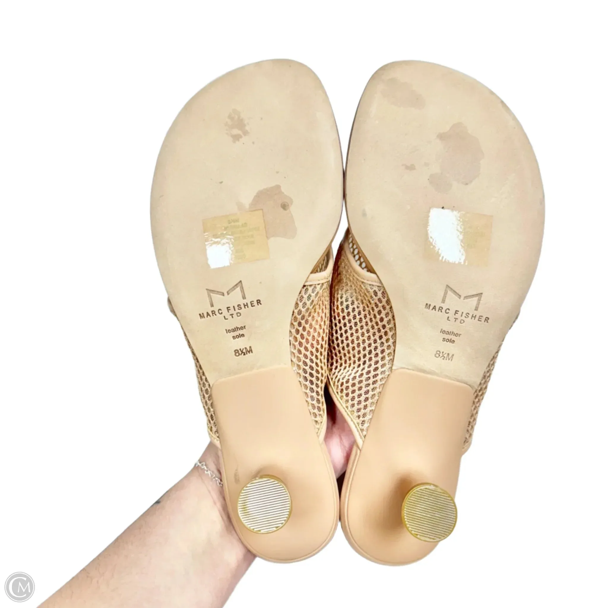 Sandals Heels Kitten By Marc Fisher In Tan, Size: 8.5 marc-fisher
