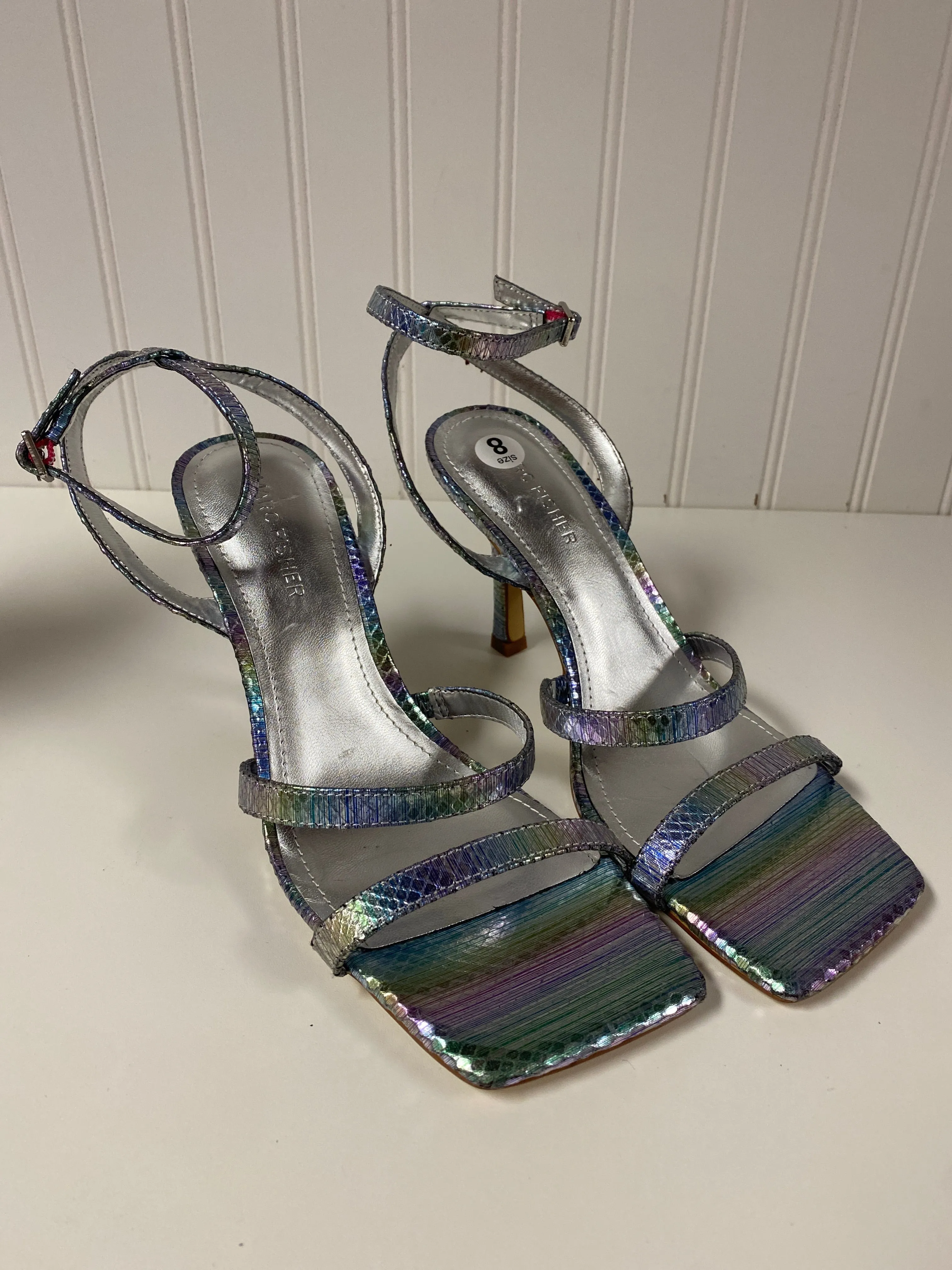 Sandals Heels Stiletto By Marc Fisher In Silver, Size: 8 marc-fisher