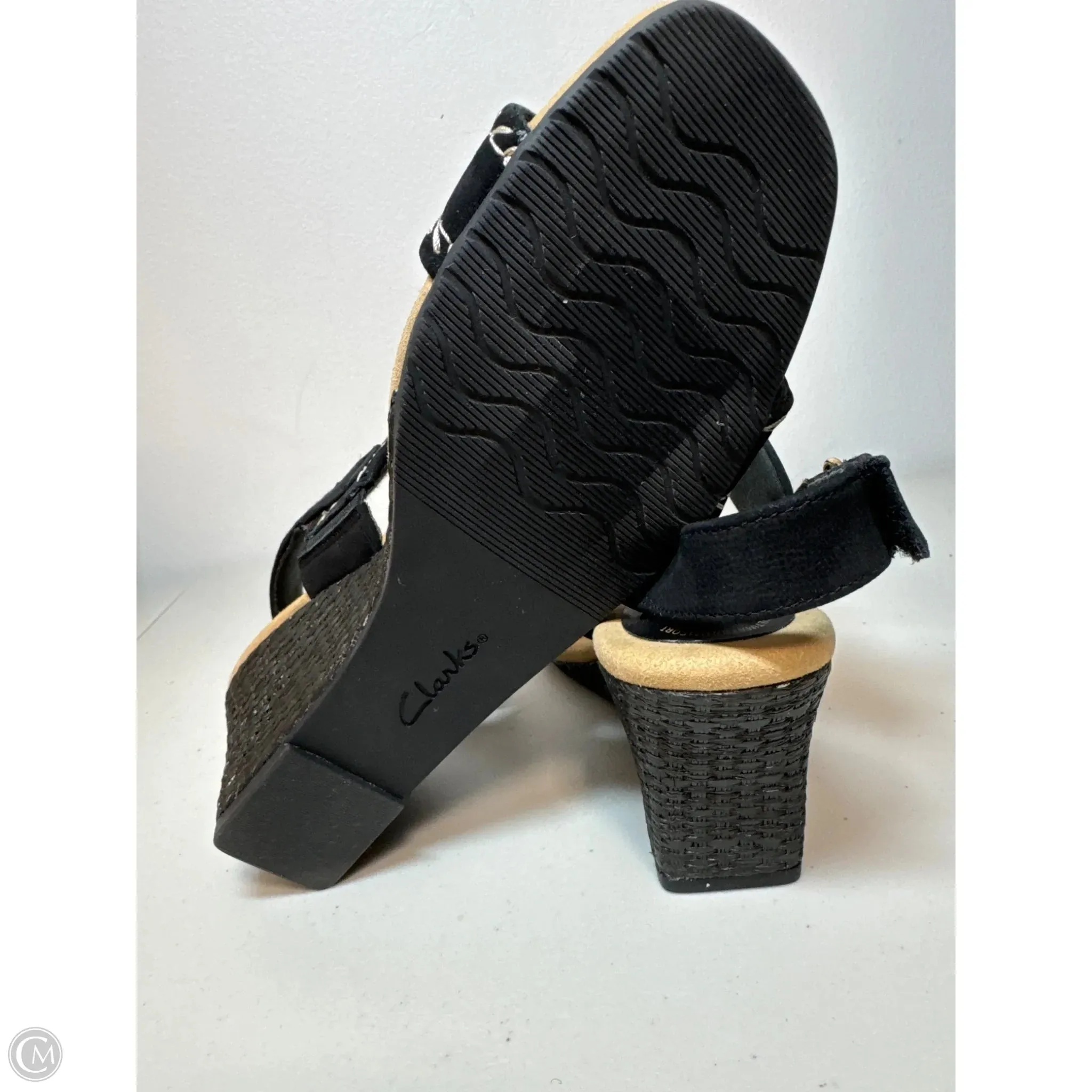 Sandals Heels Wedge By Clarks In Black, Size: 9 clarks