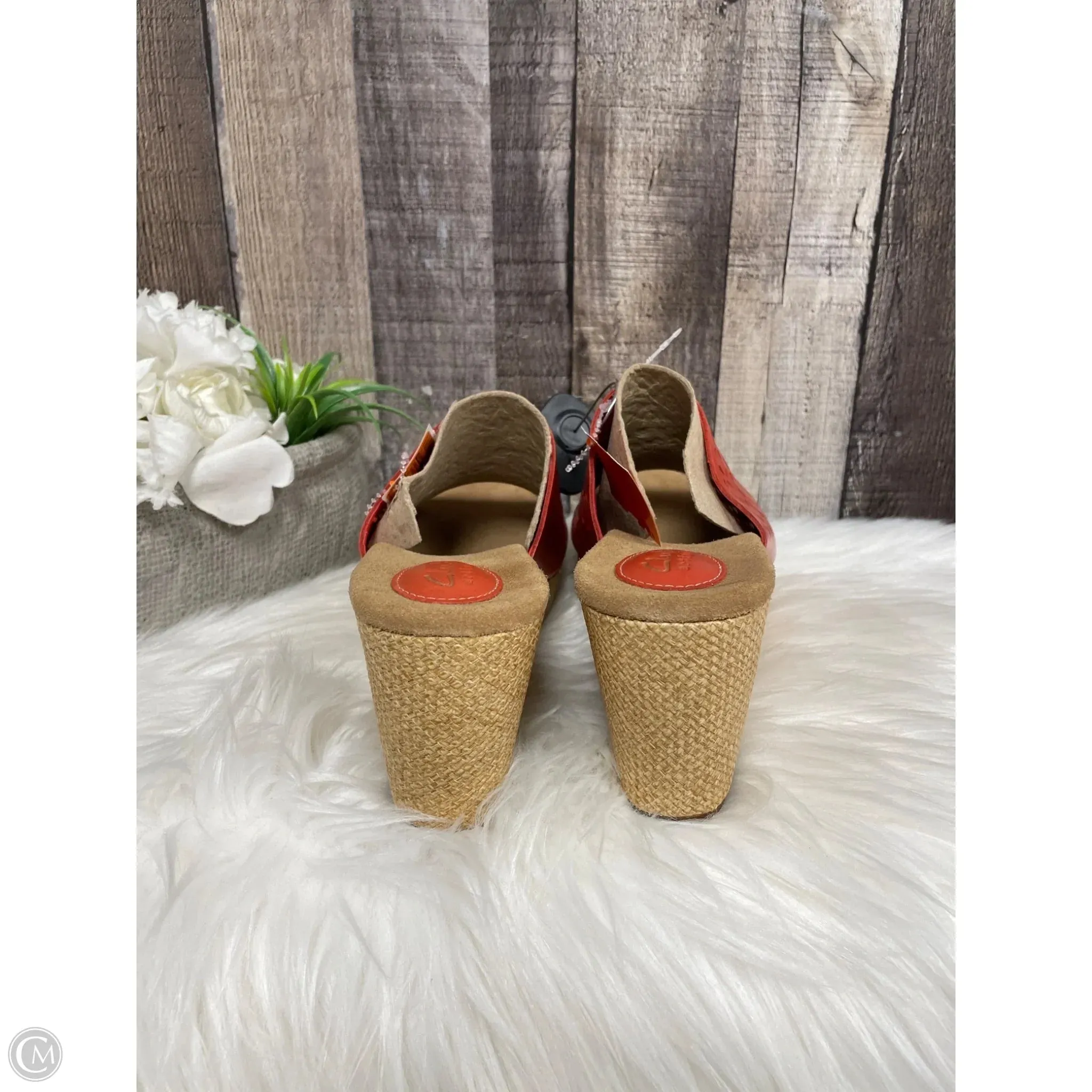 Sandals Heels Wedge By Clarks In Orange, Size: 10 clarks