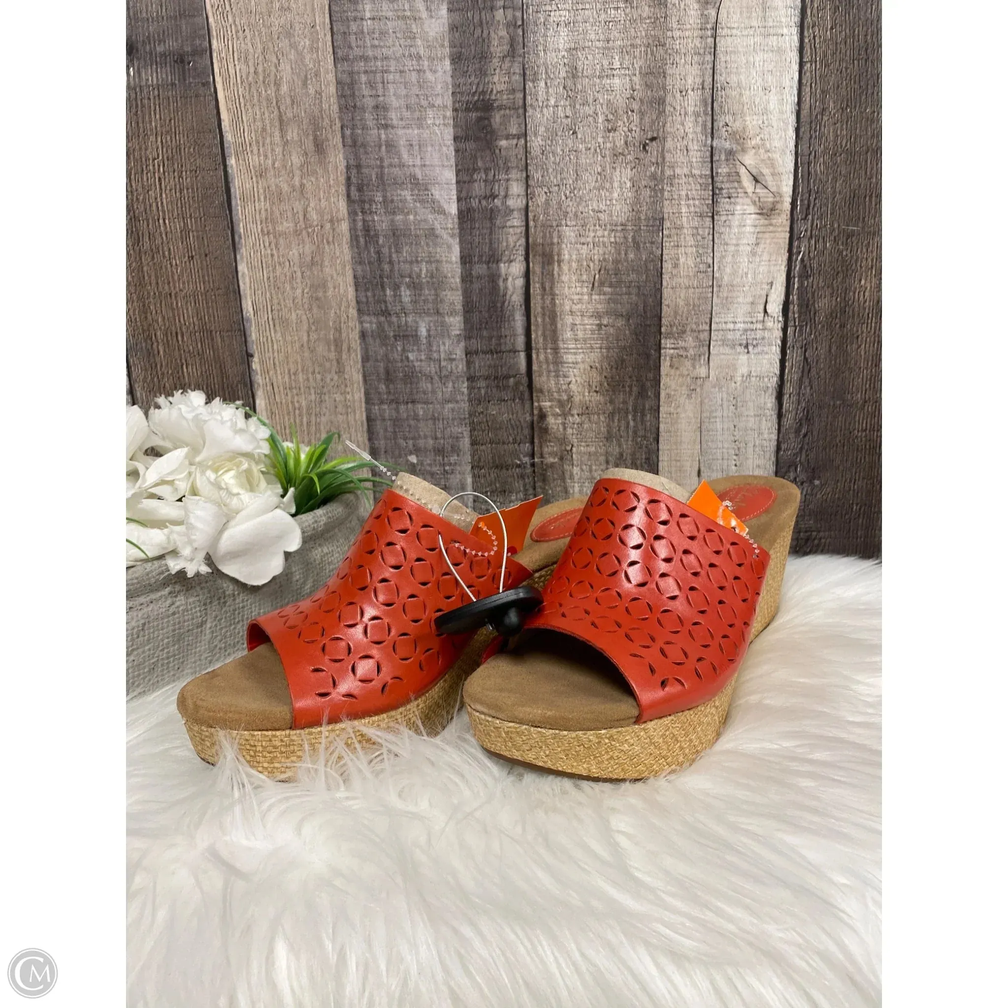 Sandals Heels Wedge By Clarks In Orange, Size: 10 clarks