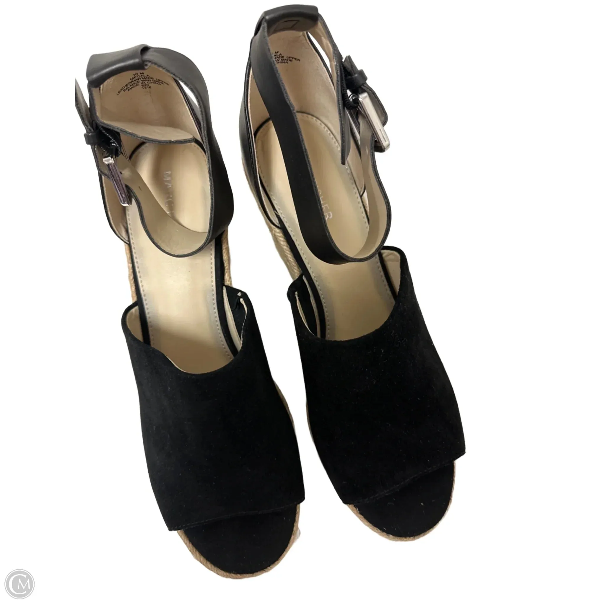 Sandals Heels Wedge By Marc Fisher In Black, Size: 10 marc-fisher