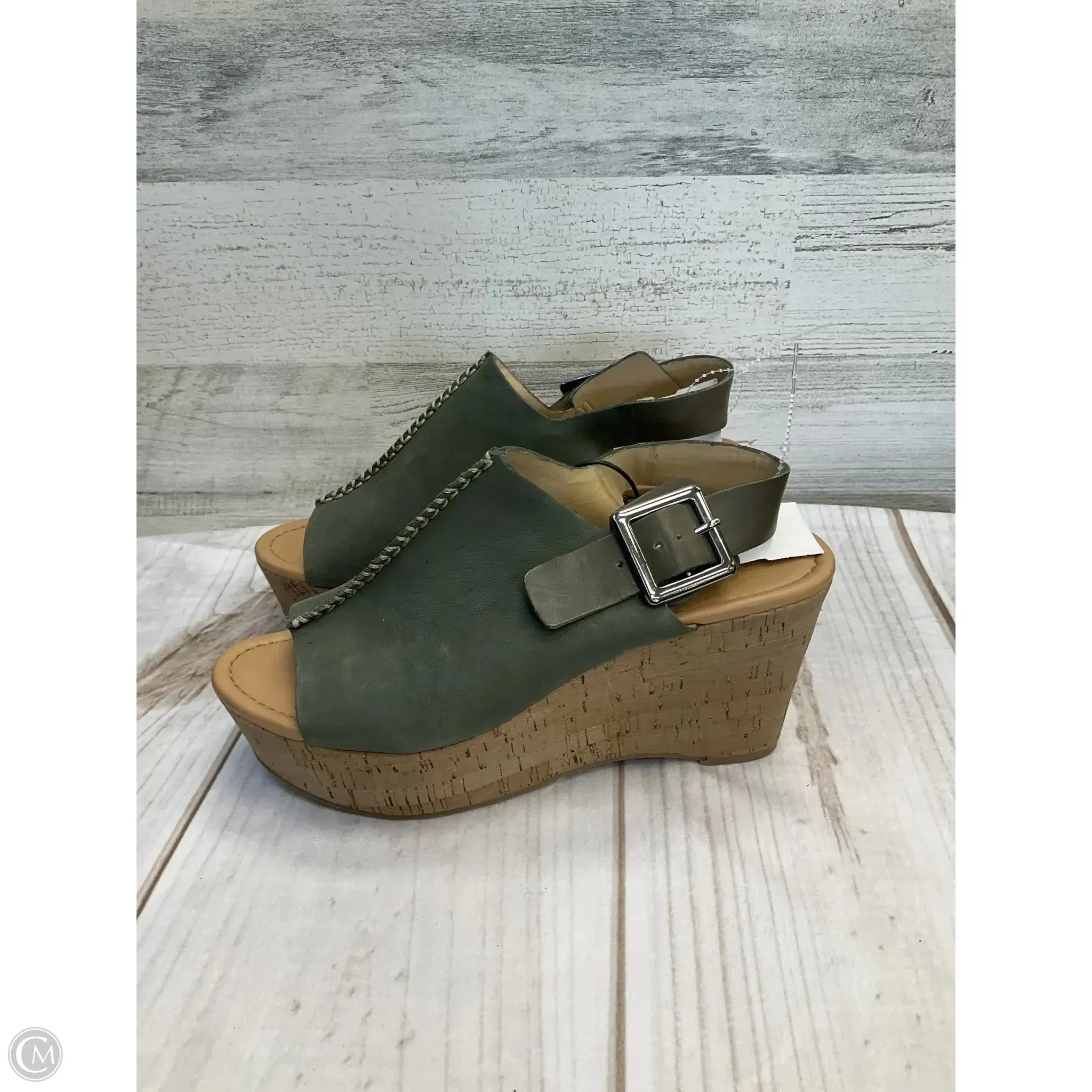 Sandals Heels Wedge By Marc Fisher In Green, Size: 8 marc-fisher
