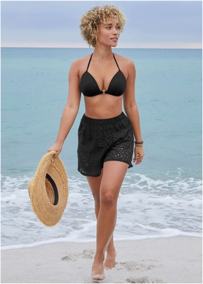 Santa Cruz Push-Up Triangle Top - Black Beauty supportive swim tops, printed bikini tops