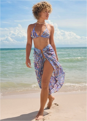 Sarong Cover-Up - Aztec Patchwork everyday swimwear for women, casual swim outfits ladies