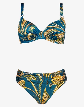 Satin Fruits Underwired Bikini Set - Ocean Pineapple full coverage swim tops, cute bikini tops
