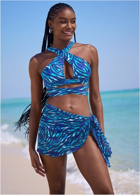 Savage Wrap Bikini Top - Sea Bliss supportive swim tops, printed bikini tops