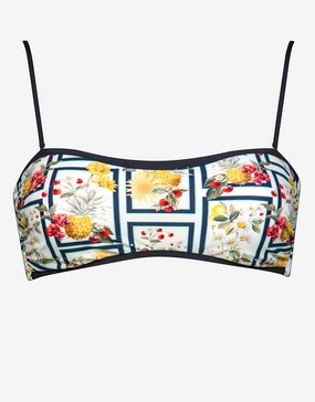 Scenery Bandeau Bikini Top - Monochrome Garden full coverage swim tops, cute bikini tops