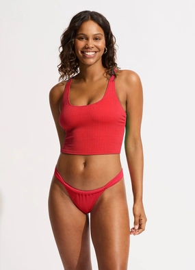 Sea Dive Action Back Tank Bikini Top - Chilli Red two-piece bikinis for women, trendy bikinis for beachwear