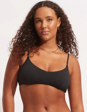 Sea Dive Bralette Bikini Top - Black full coverage swim tops, cute bikini tops