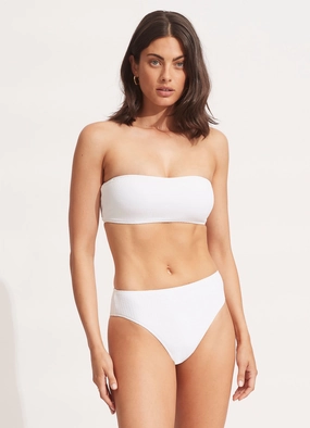 Sea Dive High Rise Pant - White high waist bikinis women, cheeky cut bikinis for women