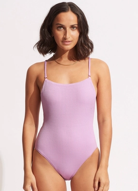 Sea Dive Scoop Neck One Piece - Lilac flattering swimwear women, comfortable swimwear for women