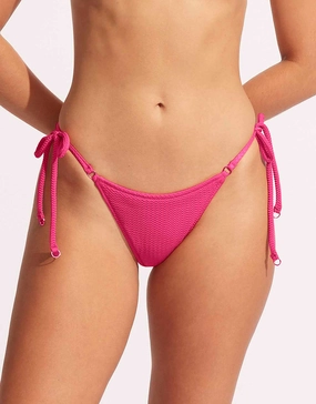 Sea Dive Tie Side Rio Bikini Pant - Fuchsia Rose adjustable swim bottoms women, flattering bikini bottoms