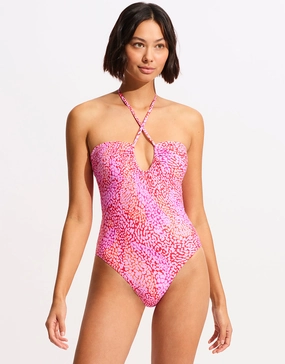 Sea Skin Bandeau Swimsuit - Fuchsia Rose womens resort swimwear, flattering one-piece swimsuits