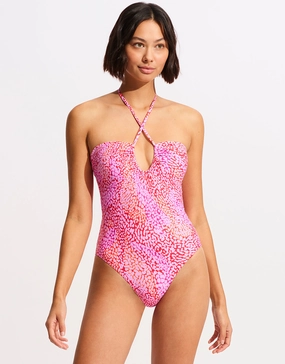 Sea Skin Bandeau Swimsuit - Fuchsia Rose bandeau swimsuits for women, strapless swimwear tops