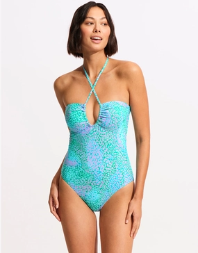 Sea Skin Bandeau Swimsuit - Vivid Green bandeau swimsuits for women, strapless swimwear tops