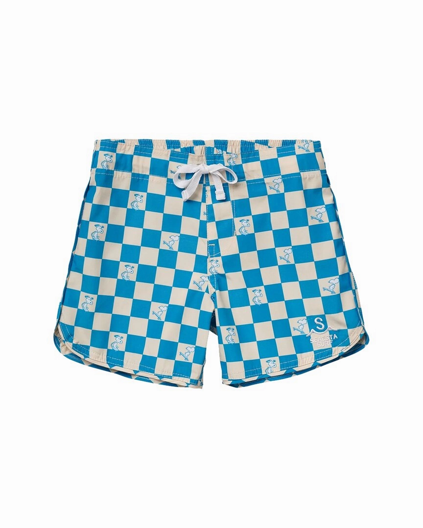 Seaesta Surf x Peanuts Turquoise Checkerboard Boardshorts