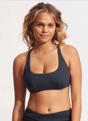 Seafolly Collective DD Scoop Neck Halter Top - True Navy affordable swimwear for women, chic swimsuits for women