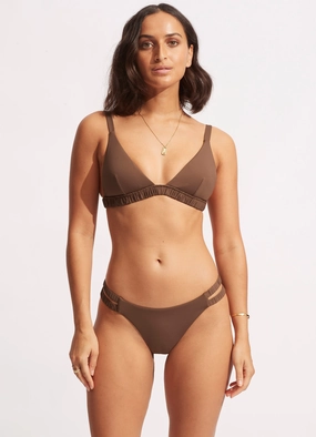 Seafolly Collective Gathered Fixed Tri Bra - Tiramisu push up bikinis women, sporty womens bikini sets