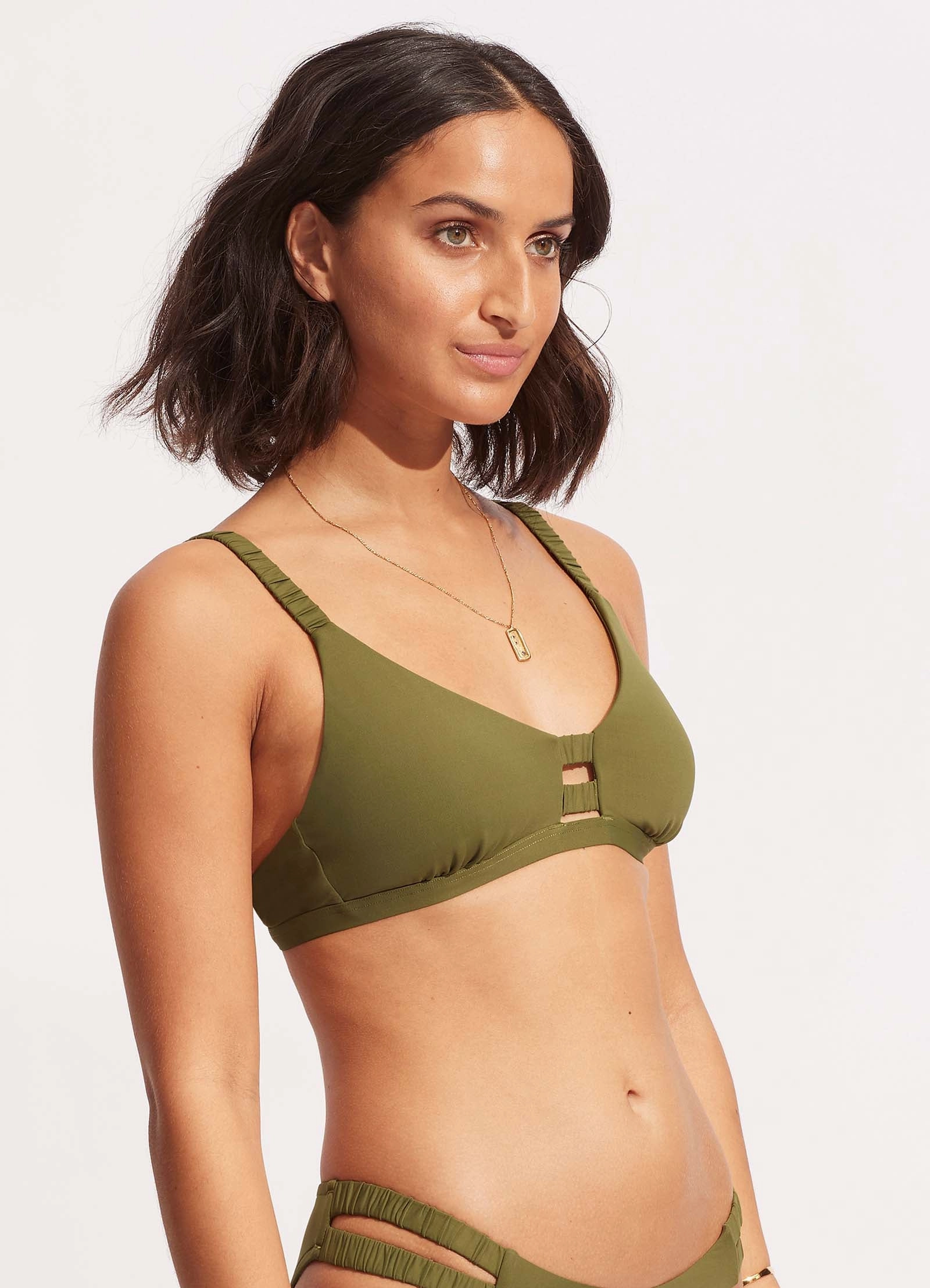 Seafolly Collective Gathered Strap Bralette - Avocado